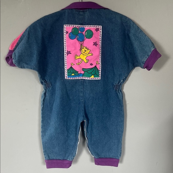 Catton Candy Pink and Blue Kids One Piece Jean With Cats Size 12 Months - Picture 11 of 13